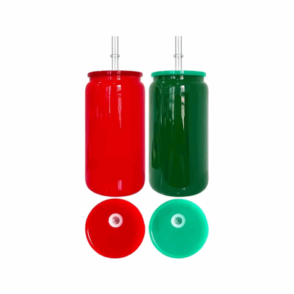 50pcs Solid Colored 16oz Sublimation Glass Can for Christmas