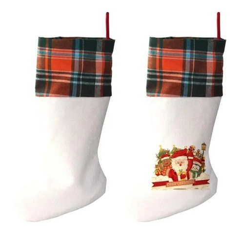 Sublimation Blanks Christmas Wholesale Plaid Linen Stockings