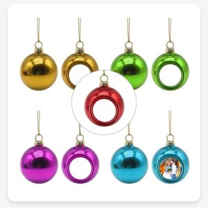 Plastic Christmas Balls Ornaments with Picture Christmas Tree Hanging Pendant DIY Gift 50pcs