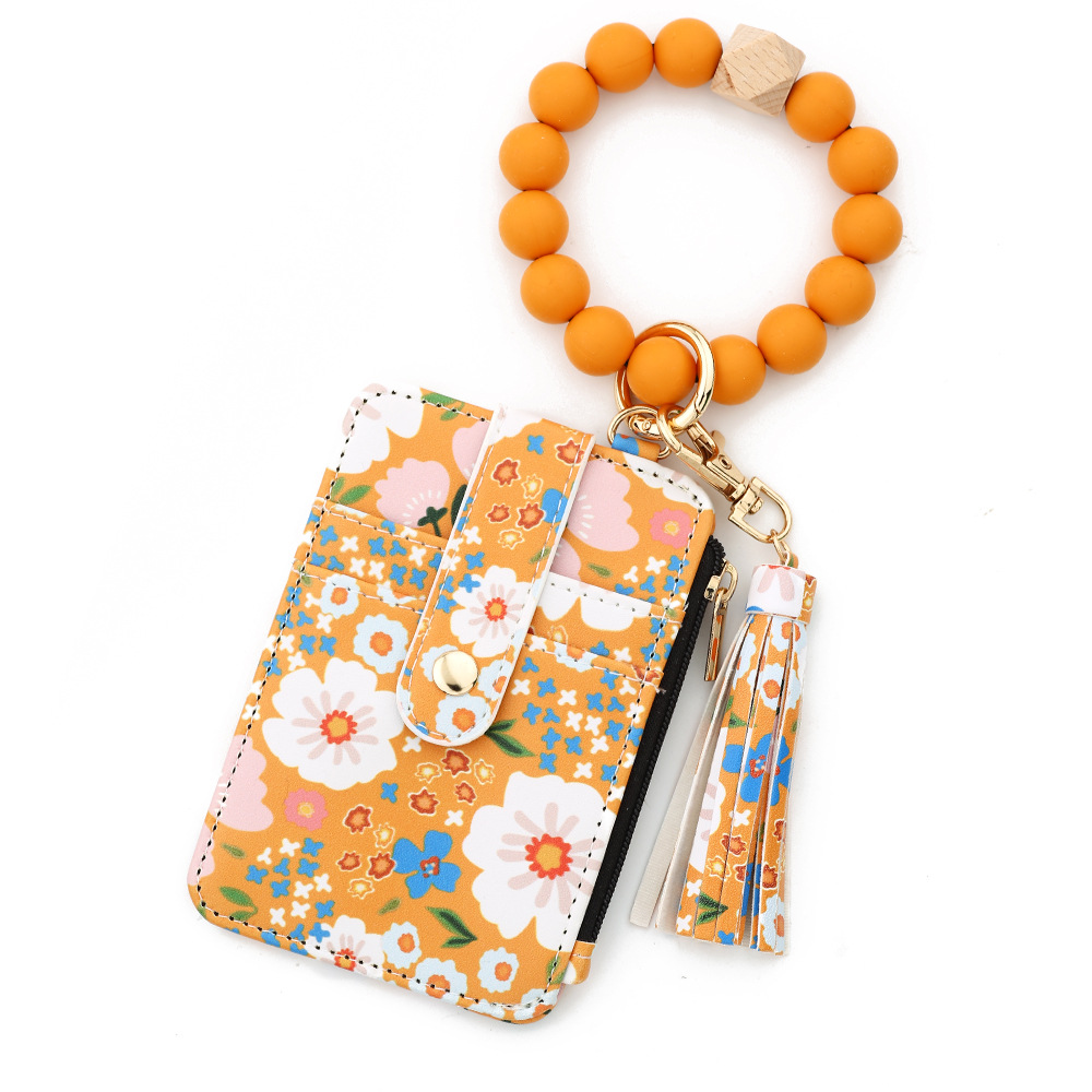 orange-boho-style-beaded-tassel-keychain-floweral-bracelet-card-wallets