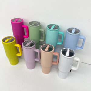 40oz Macaron Colored Blank Sublimation Flip Straw Tumblers with Leak Proof lids