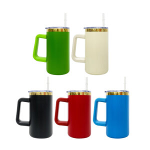 Christmas Mirror Gold Plated Powder Coated 20oz Coffee Mugs with Removable Plastic Handle