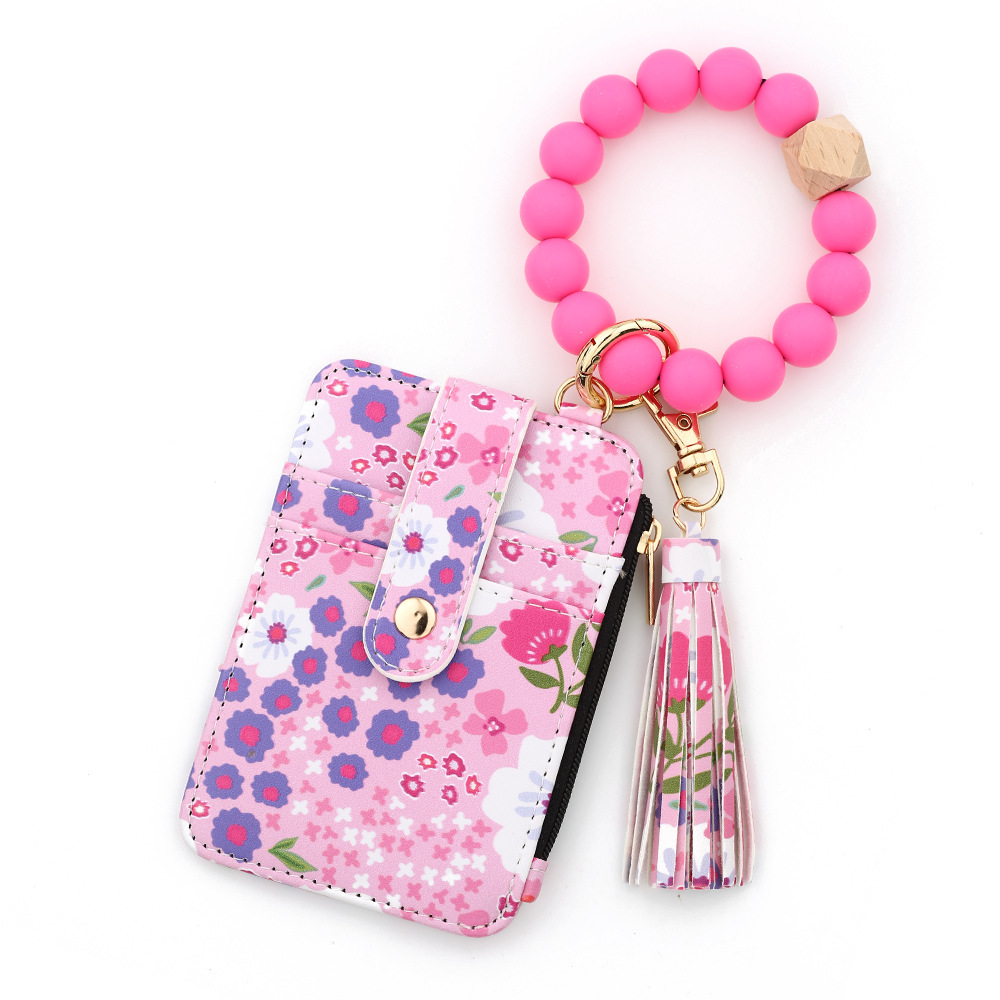 purple-pink-boho-style-beaded-tassel-keychain-floweral-bracelet-card-wallets