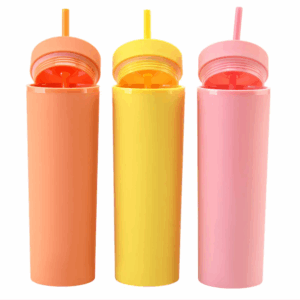 16oz Plastic Skinny Tumblers with Straw Double Wall 50pcs