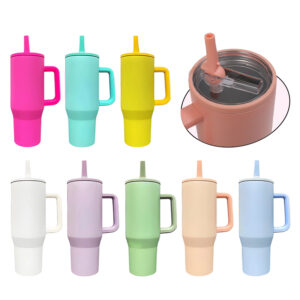 40oz Macaron Colored Blank Sublimation Flip Straw Tumblers with Leak Proof lids