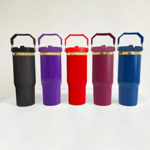 display-of-30oz-mirror-gold-plated-flip-straw-tumblers-for-laser-engraving