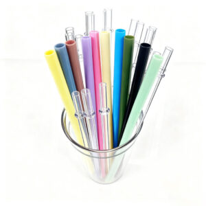 Flat Mouth Plastic Reusable Straw for 16oz Cups & Jars