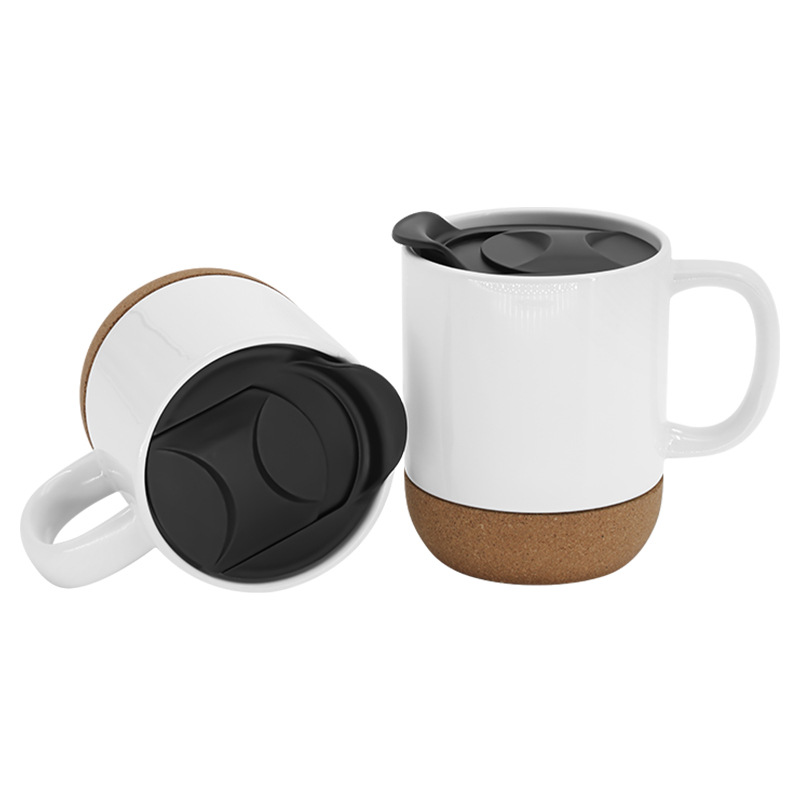 11oz Sublimation Blank Ceramic Mugs with Removable Cork Bottom and Lid