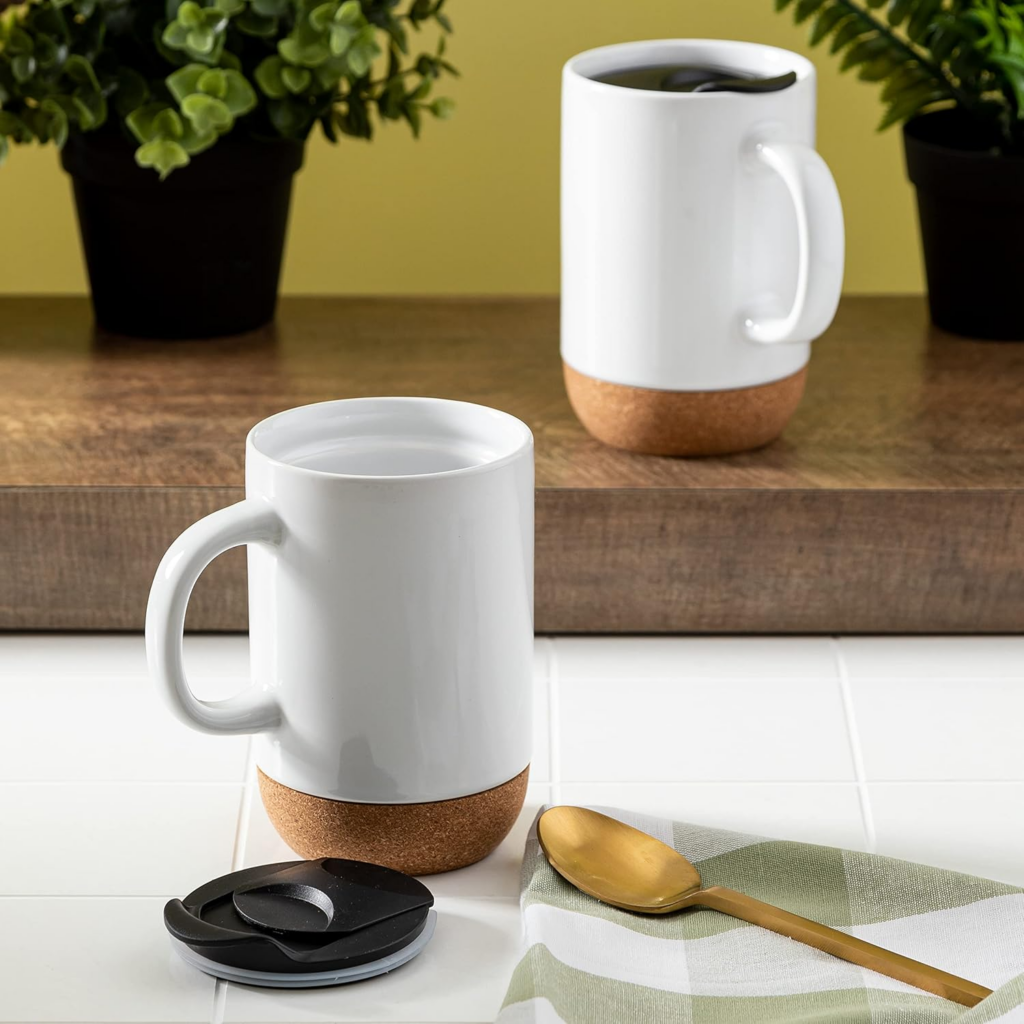 11oz Sublimation Blank Ceramic Mugs with Removable Cork Bottom and Lid