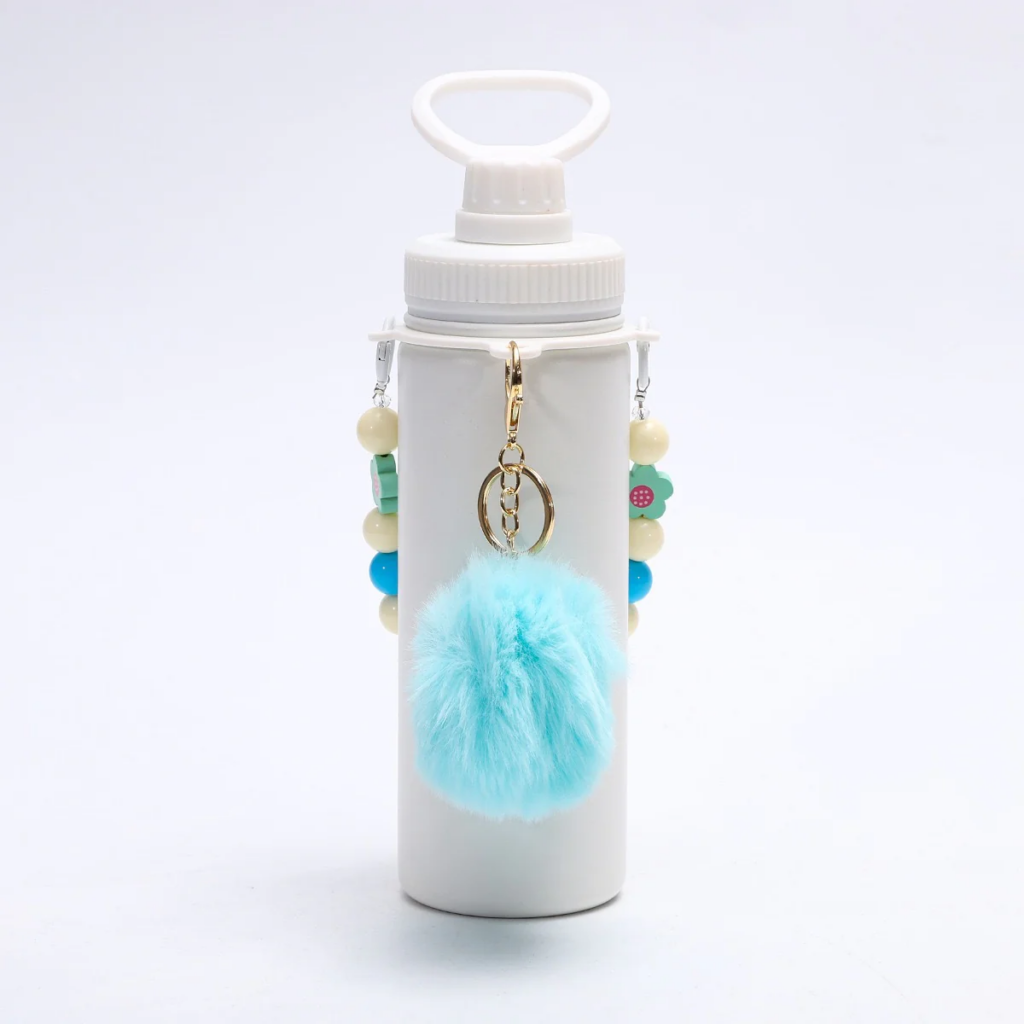 white-18oz-powder-coated-water-bottles-with-portable-carrying-strap-and-key-pendant