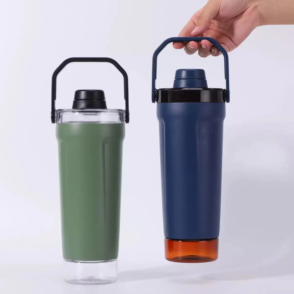 green-&-blue-20oz-leakproof-insulated-stainless-steel-shaker-cup-bottles-with-base-storage