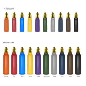 17oz 34oz Stainless Steel Powder Coated Tumblers Bullet Water Bottle