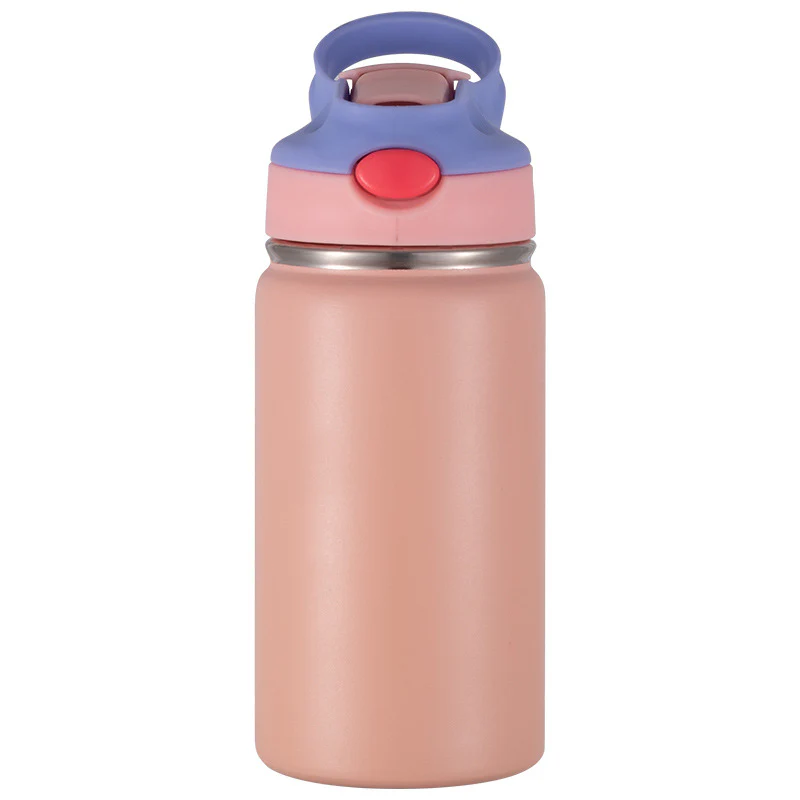pink-12oz-powder-coated-kids-tumblers-with-sippy-lids-double-vacumn-water-bottles