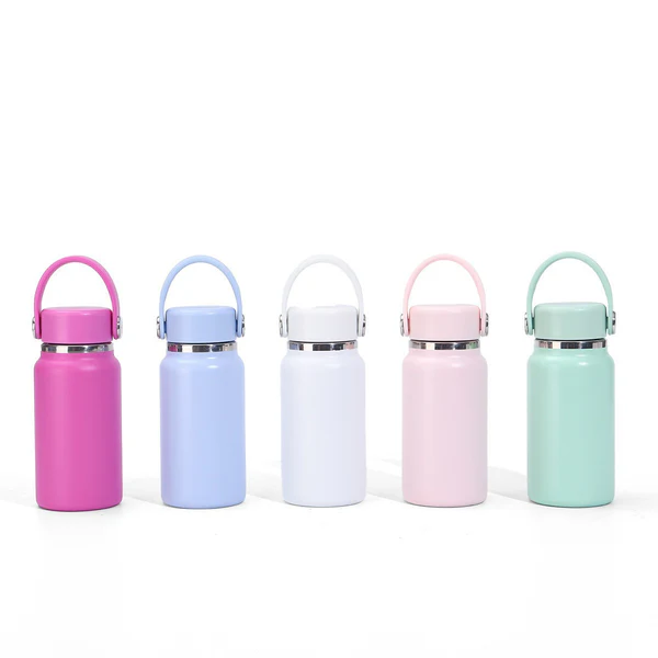 7oz-mini-powder-coated-coffee-water-bottles-with-handle-lid-display