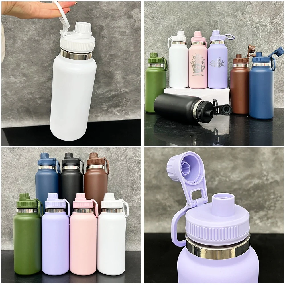 display-of-32oz-powder-coated-water-bottle-with-portable-drinking-spout-lid