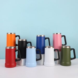 Stainless Steel 24 oz Insulated Beer Stein Mug With Big Grip