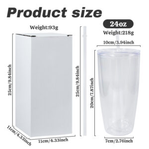 24oz Acrylic Snow Globe Plastic Cups Curved Cup Body with Flat Lid