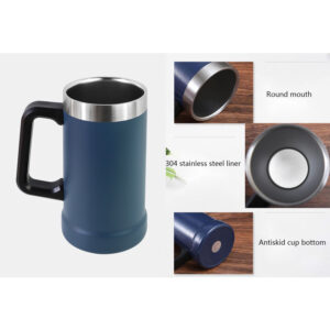 Stainless Steel 24 oz Insulated Beer Stein Mug With Big Grip