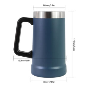 Stainless Steel 24 oz Insulated Beer Stein Mug With Big Grip