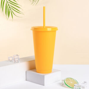 24 oz Plastic Tumbler with Straw Lid Colored Coffee Mugs - Orange orange-24oz-plastic-tumbler-with-straw-lid-colored-coffee-mugs