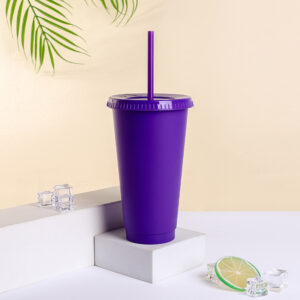 24 oz Plastic Tumbler with Straw Lid Colored Coffee Mugs - Purple purple-24oz-plastic-tumbler-with-straw-lid-colored-coffee-mugs