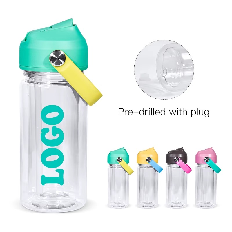 10oz Acrylic Plastic Snow Globe Cups with Colored Portable Lid
