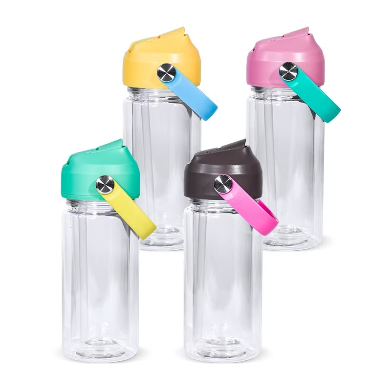 10oz Acrylic Plastic Snow Globe Cups with Colored Portable Lid