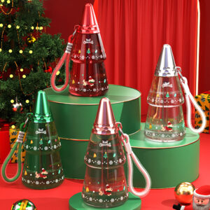 17 oz Christmas Tree Plastic Water Cup With Straw - Display 17oz-christmas-tree-plastic-water-cup-with-straw-display