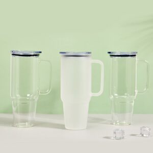 40oz Borosilicate Sublimation Glass Mug with Plastic Slide Lid